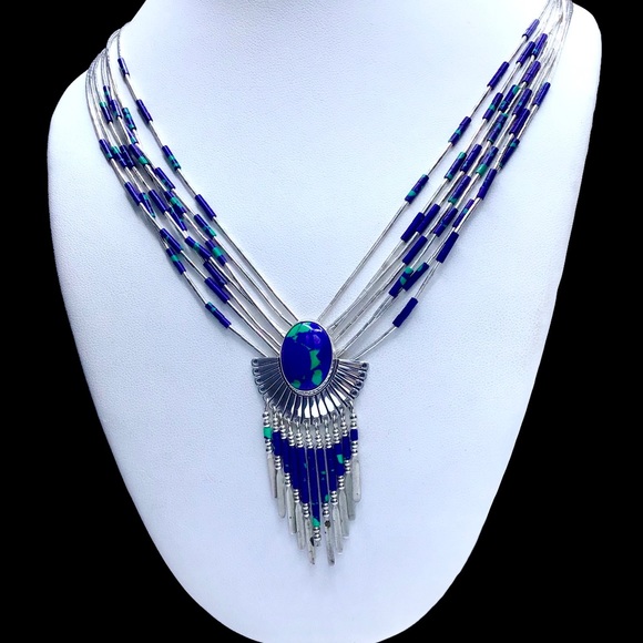 🌺Vintage Navajo Azurite Malachite Necklace - Picture 1 of 16